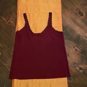vtg 80s David Ding burgundy knit tank top S